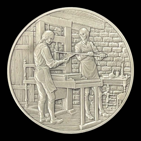 Vintage Medal History of Colonial America Pewter Coin Bay Psalm Book - Picture 1 of 3